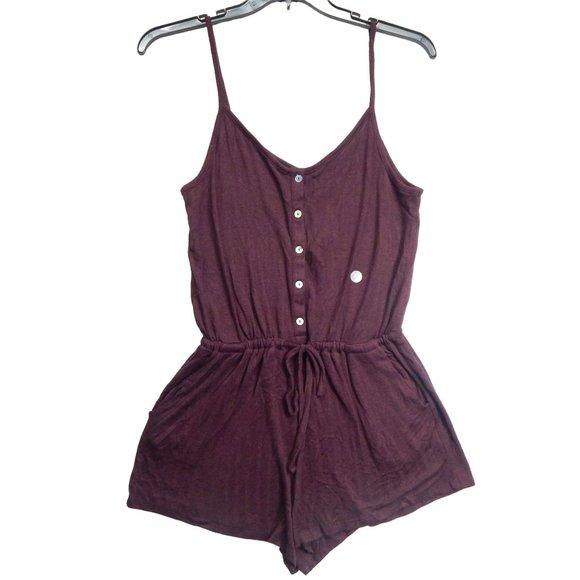 Me To We Romper Jumpsuit Spaghetti Straps Shorts Womens Burgundy Size XS - Picture 1 of 10